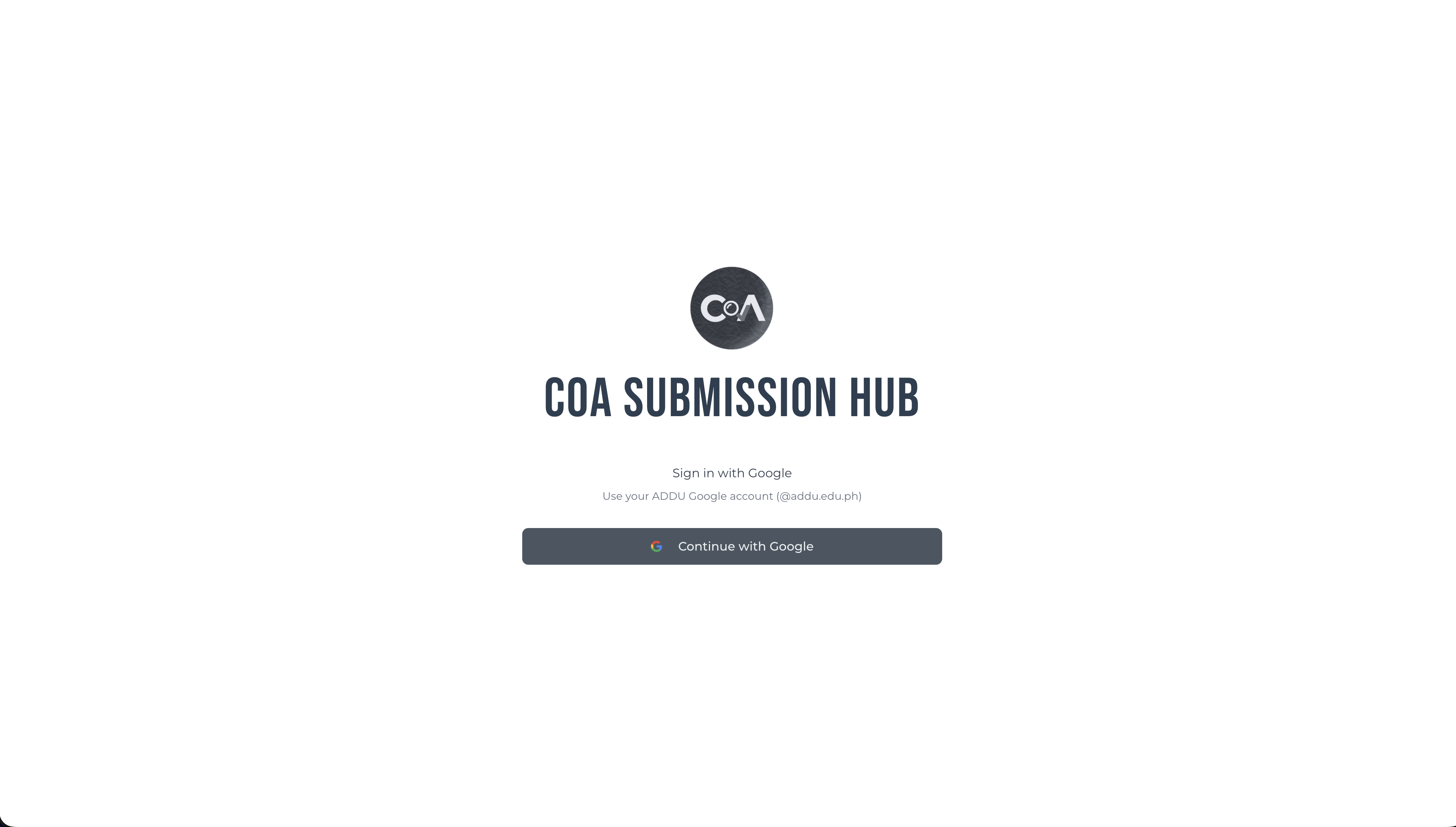 COA Submission Hub screenshot